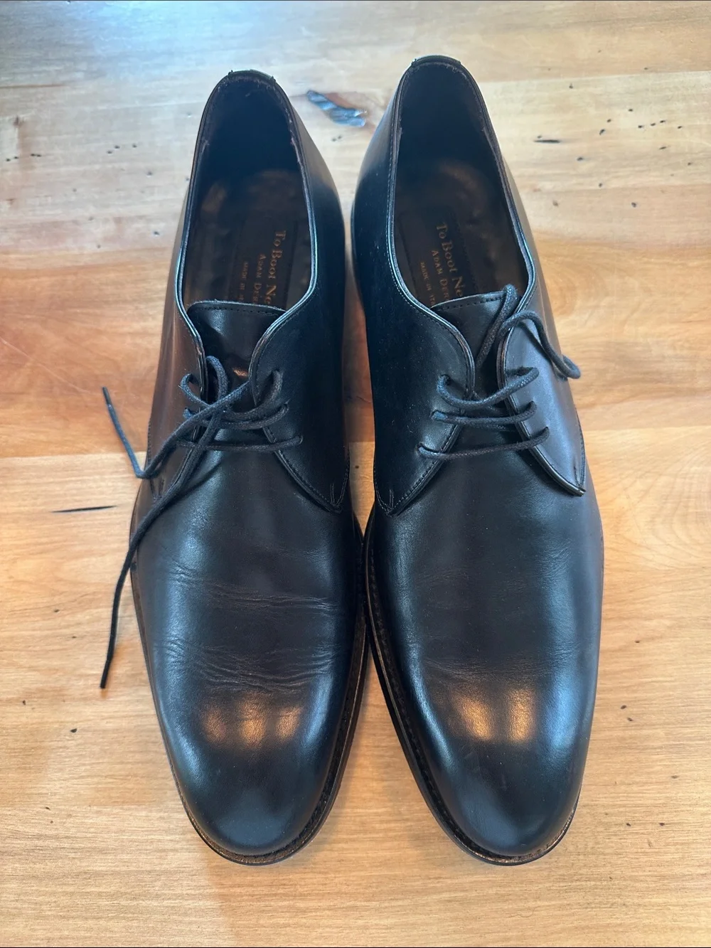 To Boot Black Leather Derby Oxfords
